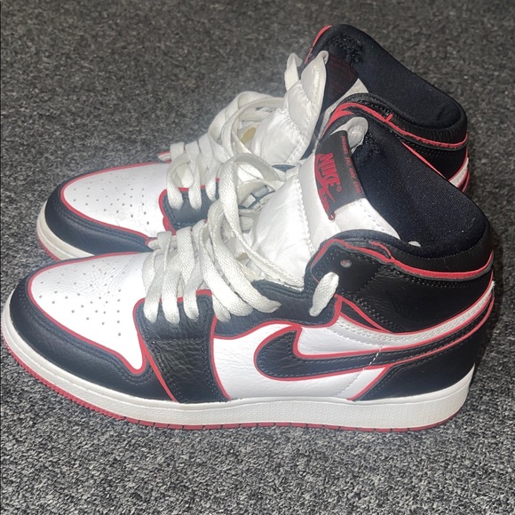 Nike Black and White High-Tops with Red Trim